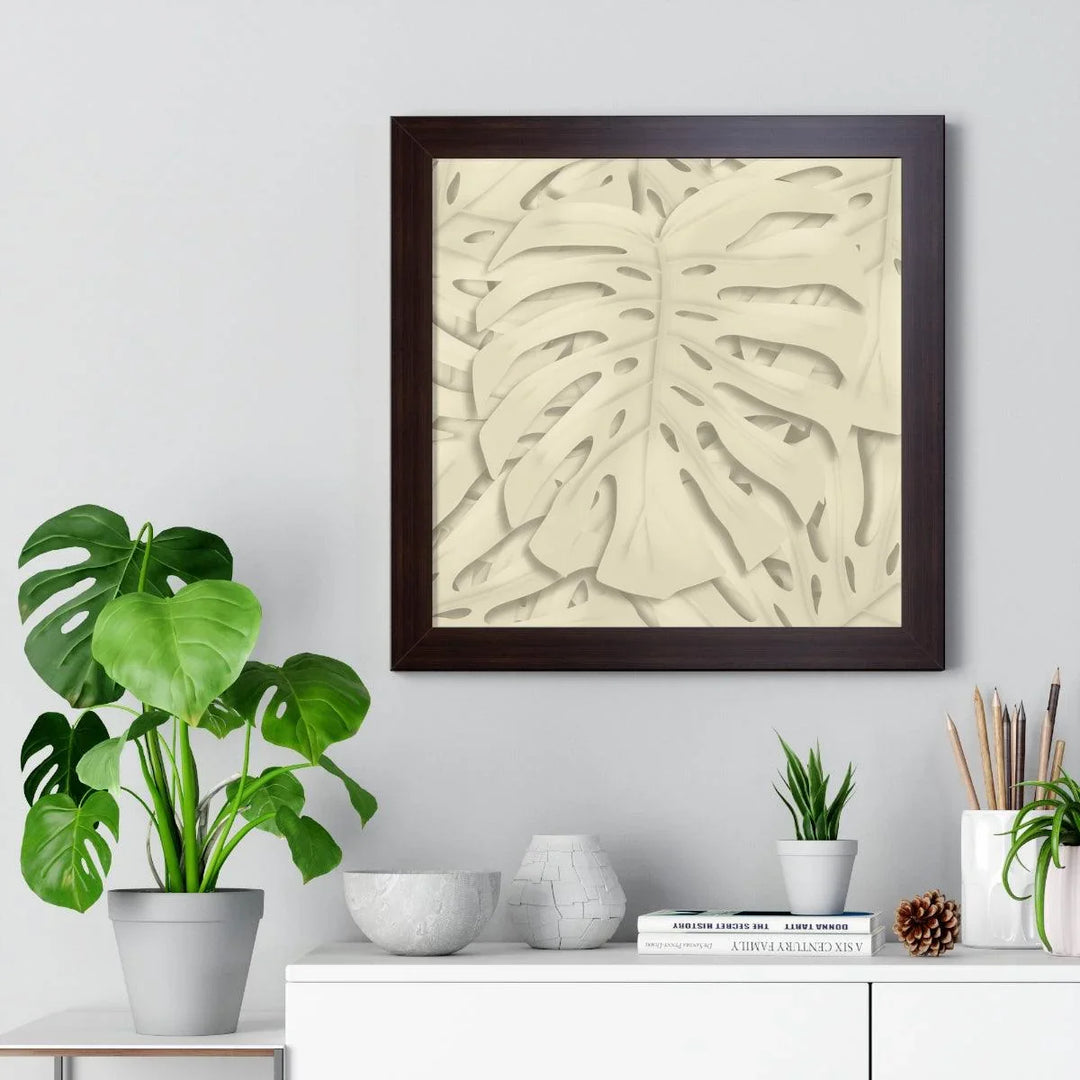 Soft Beige Monstera Framed Print, Poster, Laura Christine Photography & Design, Framed, Home & Living, Indoor, Paper, Posters, Laura Christine Photography & Design, laurachristinedesign.com