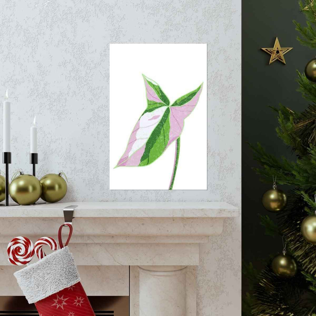 Syngonium Tricolor Print – Botanical Wall Art | Variegated Leaf Poster Unframed - The Potted Pixel