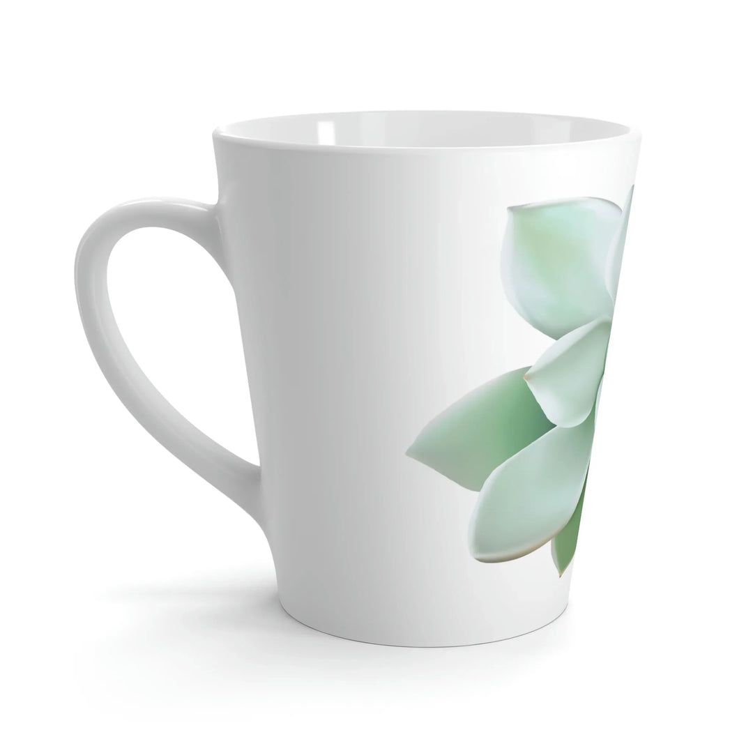 Succulent Mug White Ceramic 12 Oz With Pastel Succulent Design And Easy Grip Handle