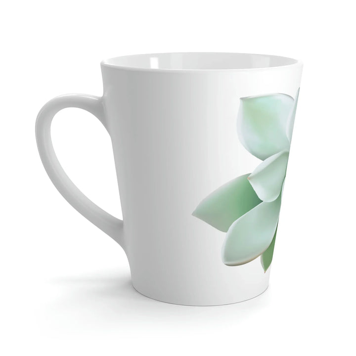 Succulent Mug White Ceramic 12 Oz With Pastel Succulent Design And Easy Grip Handle