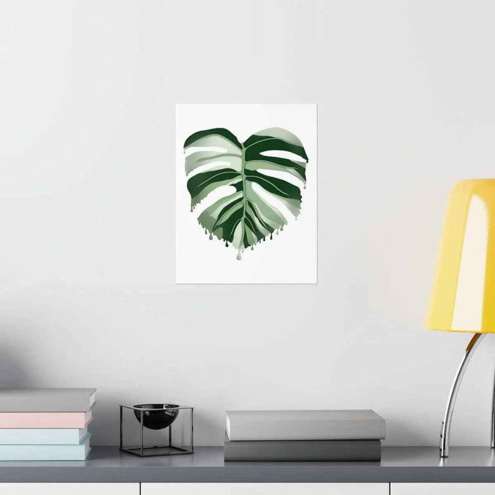 Melting Monstera Albo Print - Fine Art Poster | Botanical Wall Art on Matte Paper Unframed