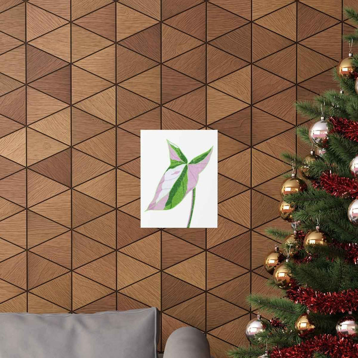 Syngonium Tricolor Print – Botanical Wall Art | Variegated Leaf Poster Unframed - The Potted Pixel