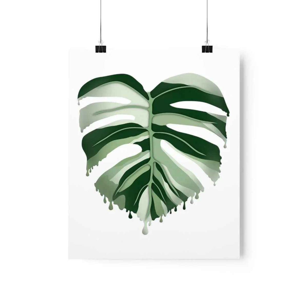 Melting Monstera Albo Print - Fine Art Poster | Botanical Wall Art on Matte Paper Unframed