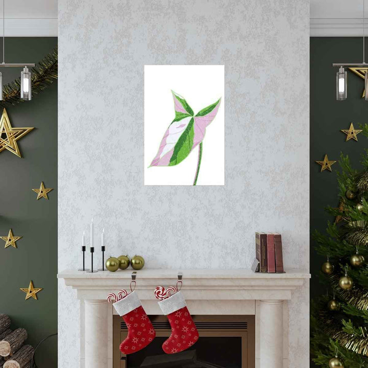 Syngonium Tricolor Print – Botanical Wall Art | Variegated Leaf Poster Unframed - The Potted Pixel