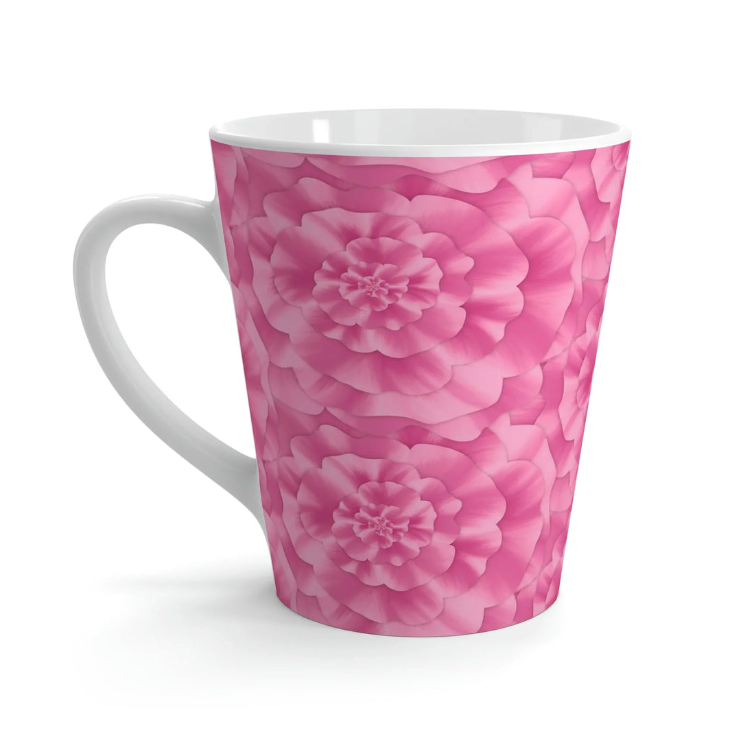 Peony Flower White Ceramic Mug 12 Oz With Glossy Finish And Easy Grip Handle For Coffee Or Tea