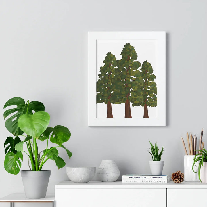 Coastal Redwoods Print Framed Wall Art In Black Walnut Frame With Matte Finish For Elegant Home Decor