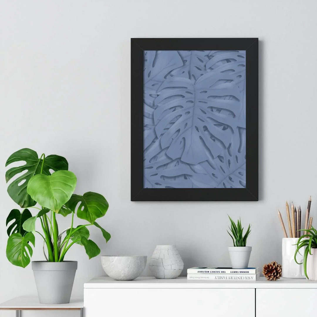 Slate Blue Monstera Framed Print, Poster, Laura Christine Photography & Design, Framed, Home & Living, Indoor, Paper, Posters, Laura Christine Photography & Design, laurachristinedesign.com