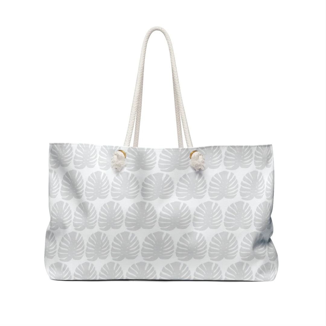 Weekender Tote Bag All Over Print Light Gray Monstera Leaf Pattern With Durable Rope Handles For Travel