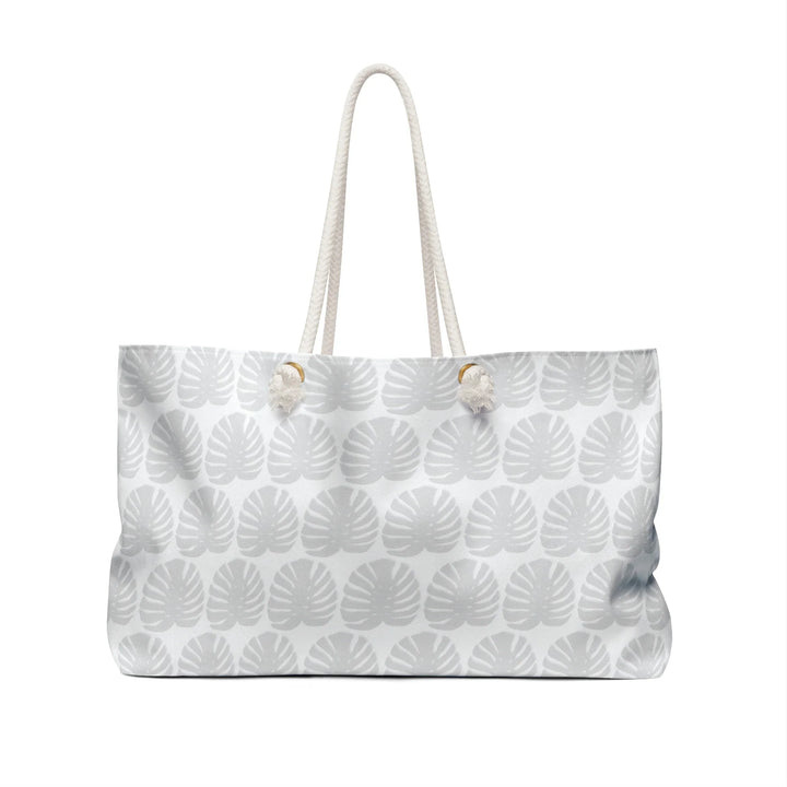 Weekender Tote Bag All Over Print Light Gray Monstera Leaf Pattern With Durable Rope Handles For Travel