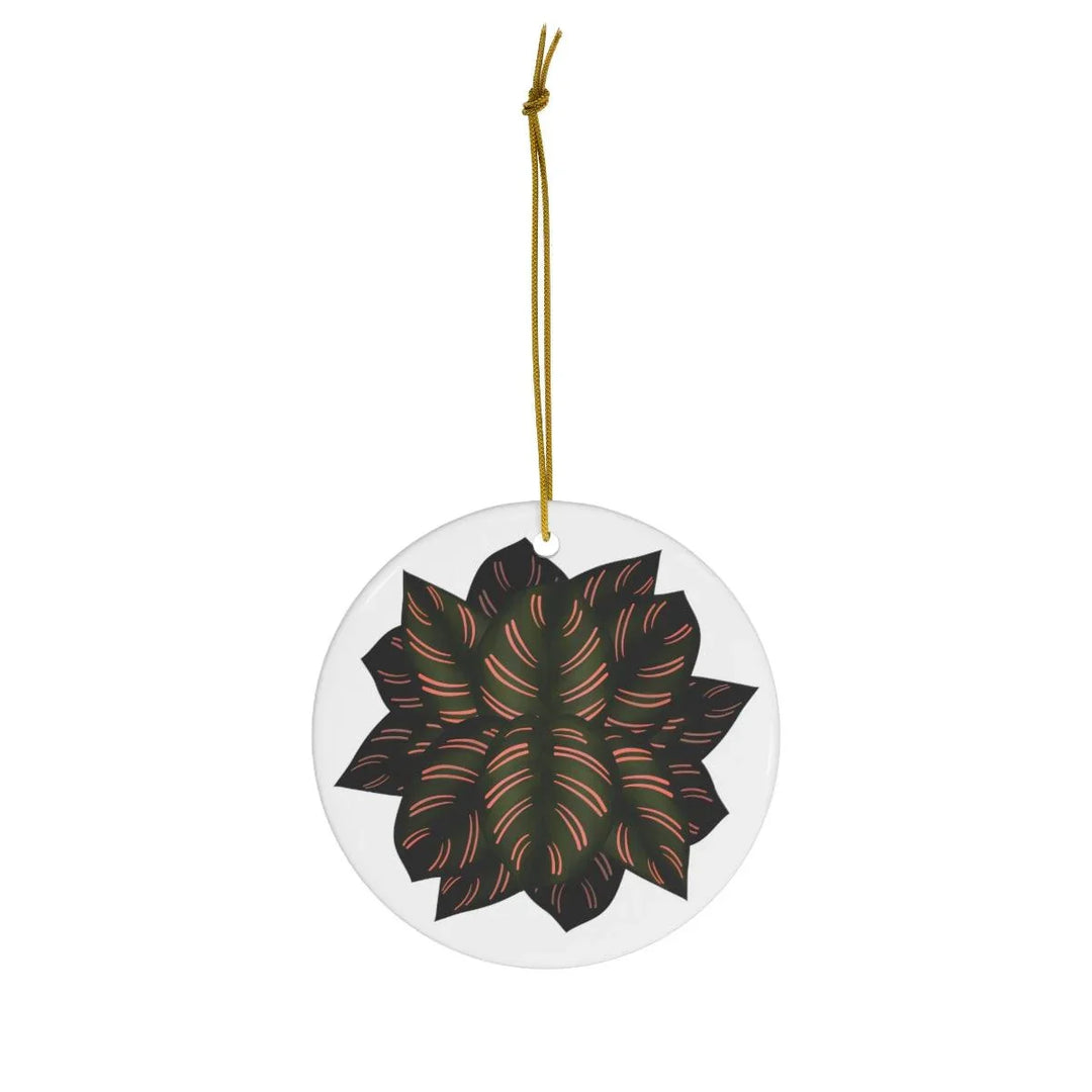 Calathea Pinstripe Ceramic Ornament, Home Decor, Laura Christine Photography & Design, Ceramic, Christmas, Glossy, Holiday Picks, Home & Living, ornament, Ornaments, Seasonal Decorations, Laura Christine Photography & Design, laurachristinedesign.com