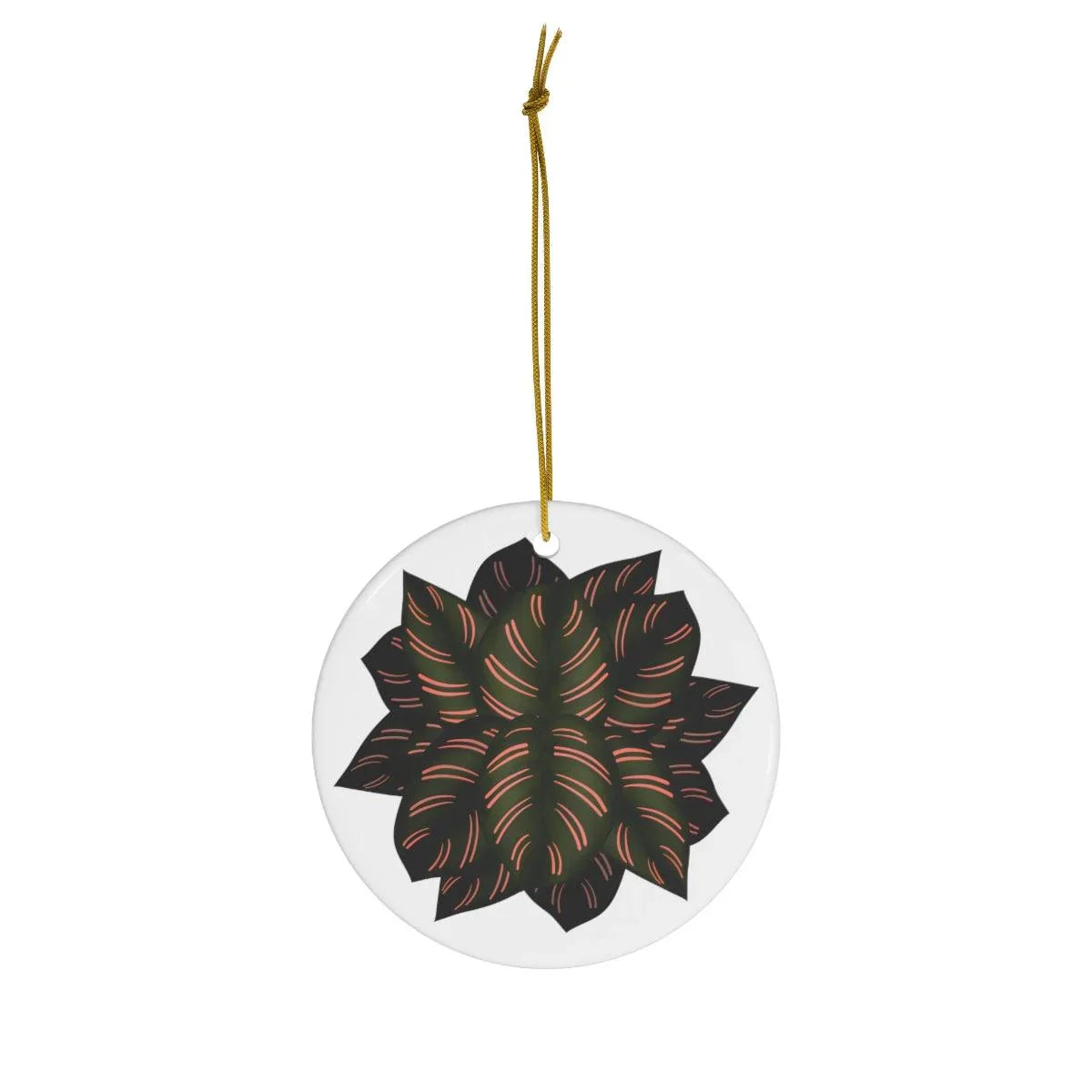 Calathea Pinstripe Ceramic Ornament, Home Decor, Laura Christine Photography & Design, Ceramic, Christmas, Glossy, Holiday Picks, Home & Living, ornament, Ornaments, Seasonal Decorations, Laura Christine Photography & Design, laurachristinedesign.com