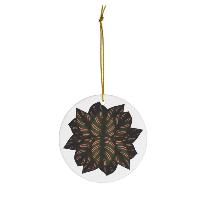Calathea Pinstripe Ceramic Ornament, Home Decor, Laura Christine Photography & Design, Ceramic, Christmas, Glossy, Holiday Picks, Home & Living, ornament, Ornaments, Seasonal Decorations, Laura Christine Photography & Design, laurachristinedesign.com