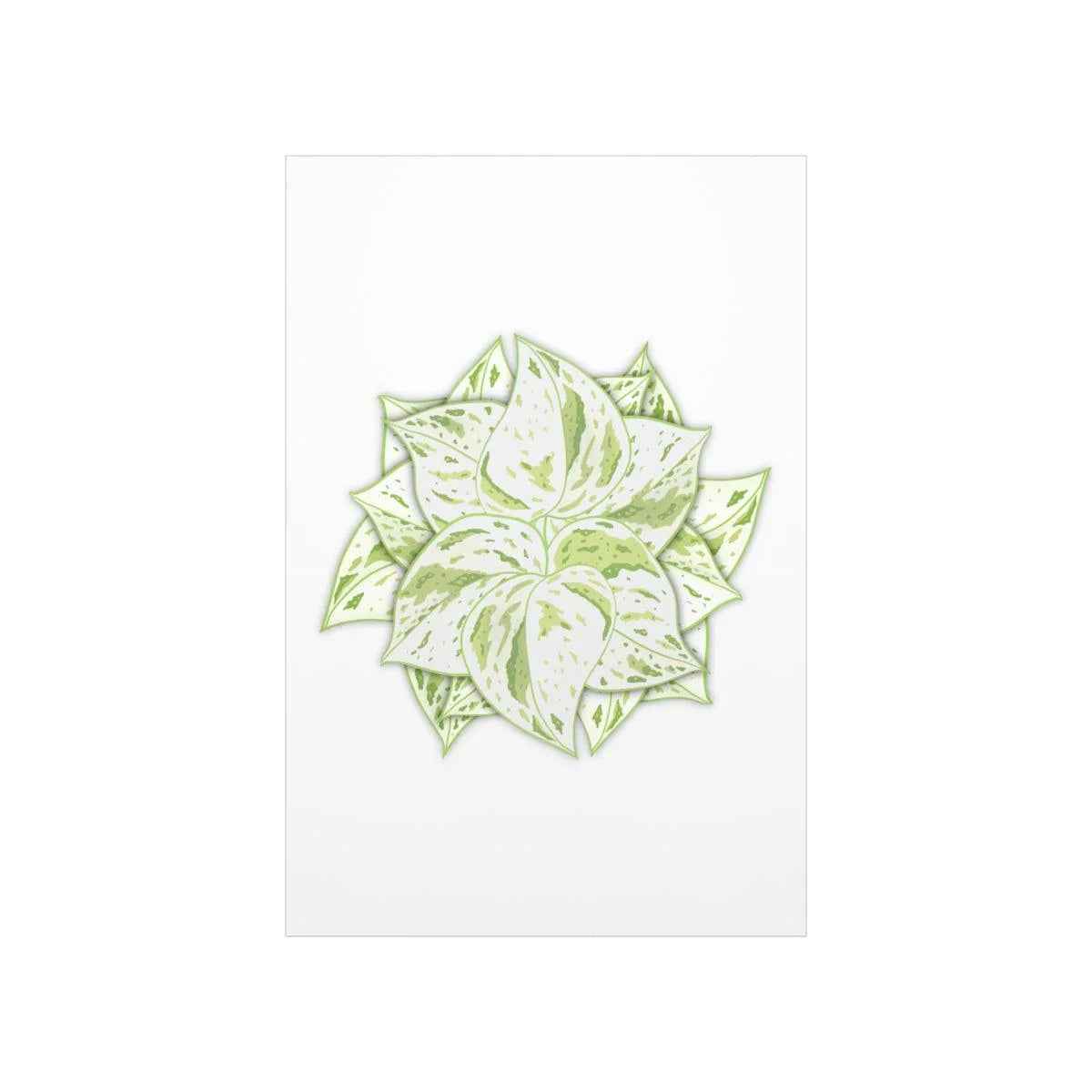 Snow Queen Pothos Print – Variegated Pothos Art on Museum Grade Paper Unframed - The Potted Pixel