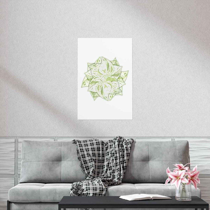 Snow Queen Pothos Print – Variegated Pothos Art on Museum Grade Paper Unframed - The Potted Pixel