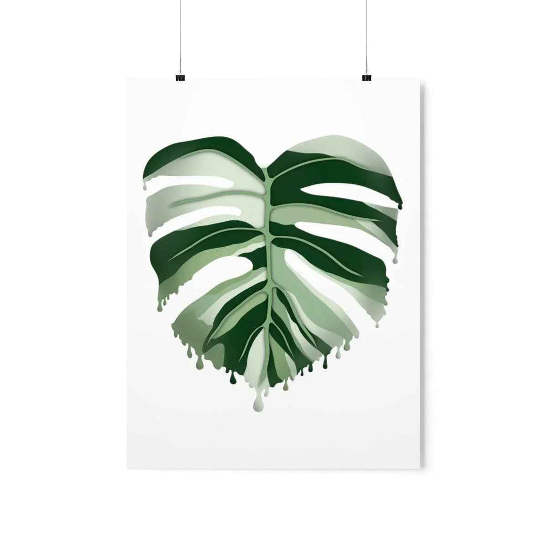 Melting Monstera Albo Print - Fine Art Poster | Botanical Wall Art on Matte Paper Unframed
