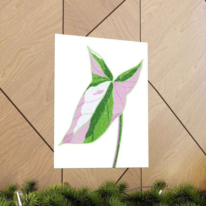 Syngonium Tricolor Print – Botanical Wall Art | Variegated Leaf Poster Unframed - The Potted Pixel