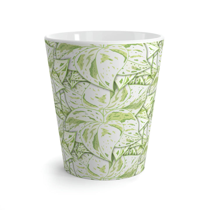 Snow Queen Pothos Mug 12 Oz White Ceramic Coffee Cup Glossy Finish With Hand Drawn Snowy Foliage