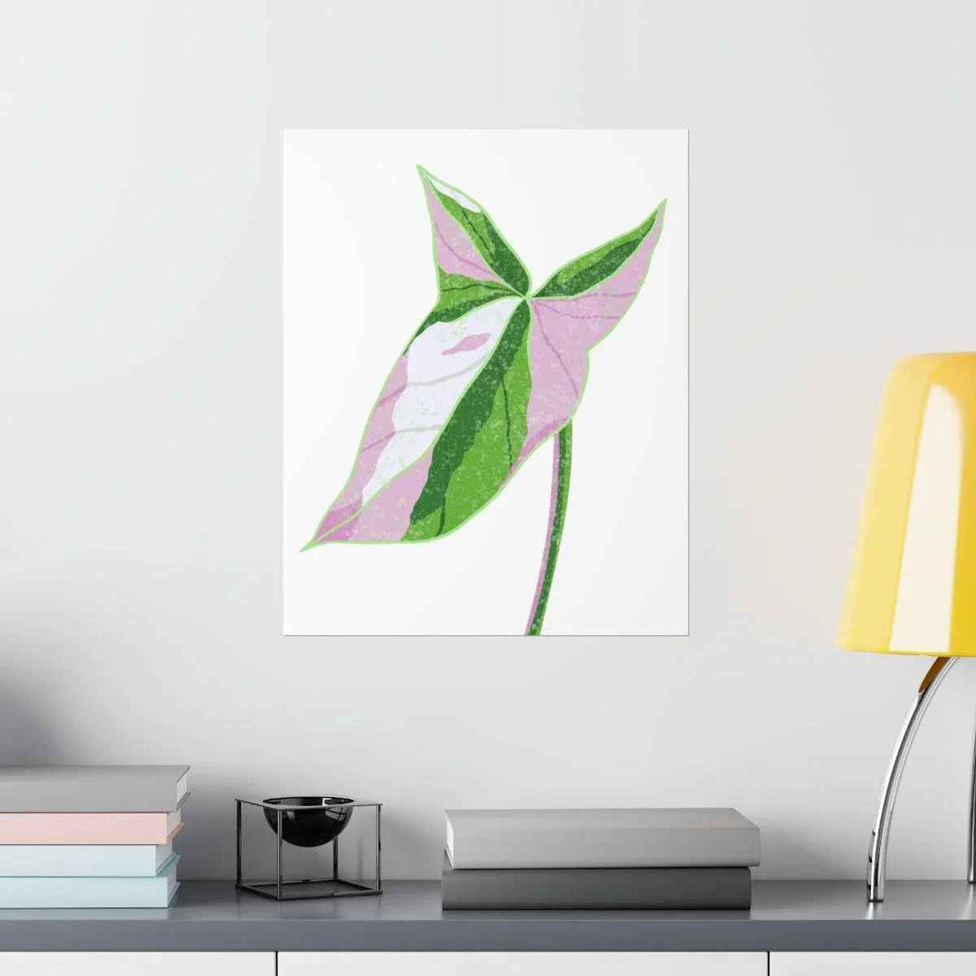 Syngonium Tricolor Print – Botanical Wall Art | Variegated Leaf Poster Unframed - The Potted Pixel