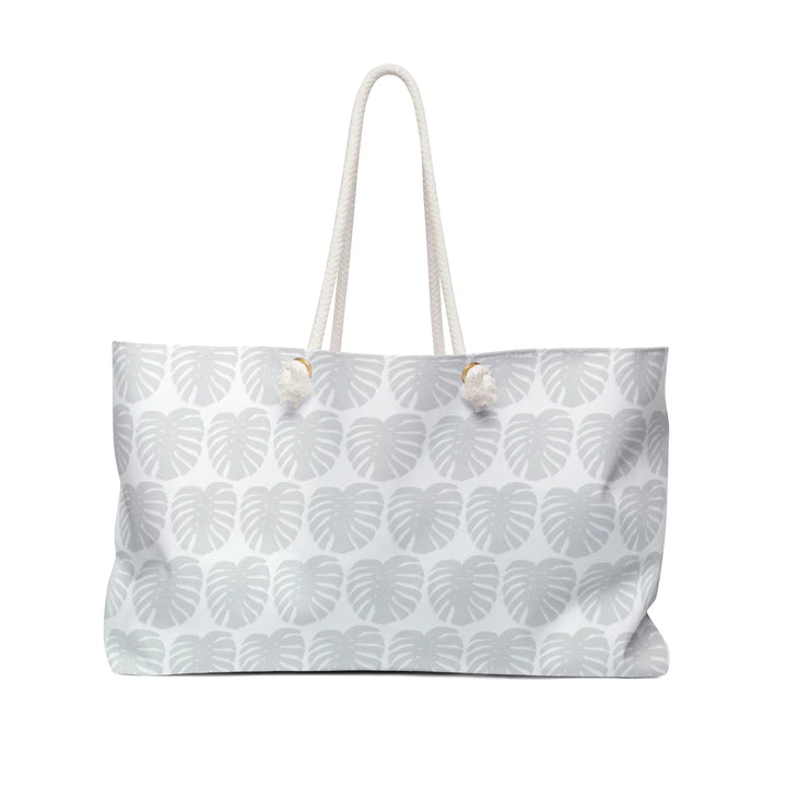 Weekender Tote Bag All Over Print Light Gray Monstera Leaf Pattern With Durable Rope Handles For Travel