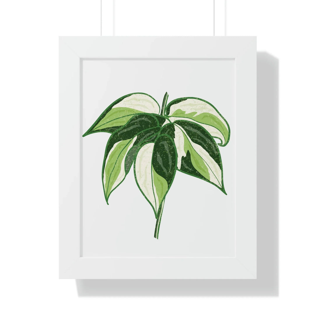 Philodendron Cream Splash Print Framed Wall Art Matte Finish Botanical Poster for Home Decor