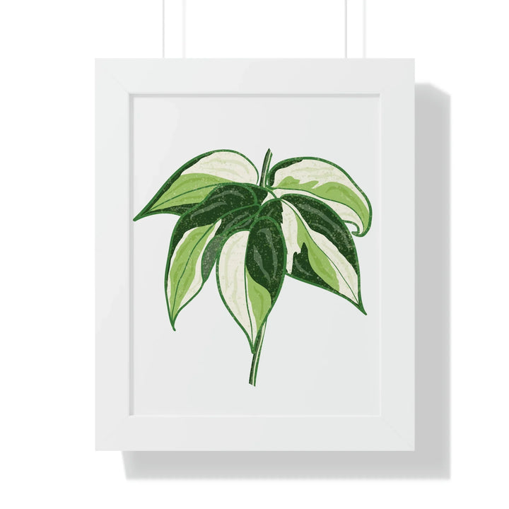 Philodendron Cream Splash Print Framed Wall Art Matte Finish Botanical Poster for Home Decor