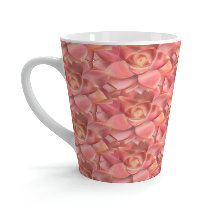 Succulent Rosette Design Ceramic Coffee Mug 12 Oz With Glossy Finish White Base Dishwasher Safe