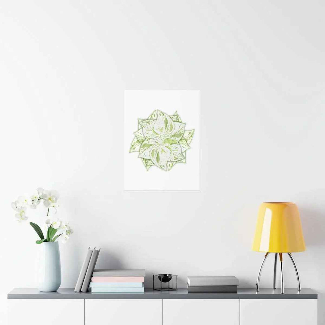 Snow Queen Pothos Print – Variegated Pothos Art on Museum Grade Paper Unframed - The Potted Pixel