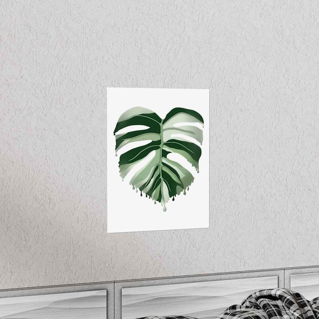 Melting Monstera Albo Print - Fine Art Poster | Botanical Wall Art on Matte Paper Unframed