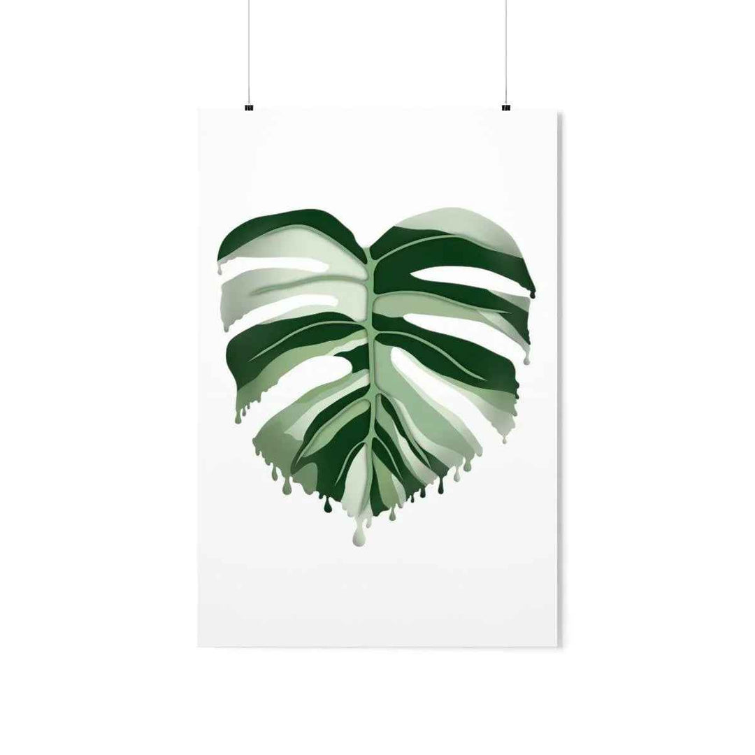 Melting Monstera Albo Print - Fine Art Poster | Botanical Wall Art on Matte Paper Unframed