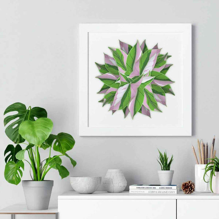 Syngonium Tricolor Print - Framed Botanical Art With Matte Finish & Acrylic Cover - The Potted Pixel