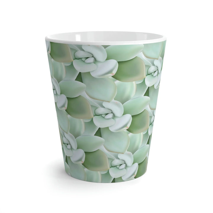 Succulent Pattern Mug 12 oz Durable Ceramic Coffee Cup With Easy Grip Handle Pastel Design Glossy Finish