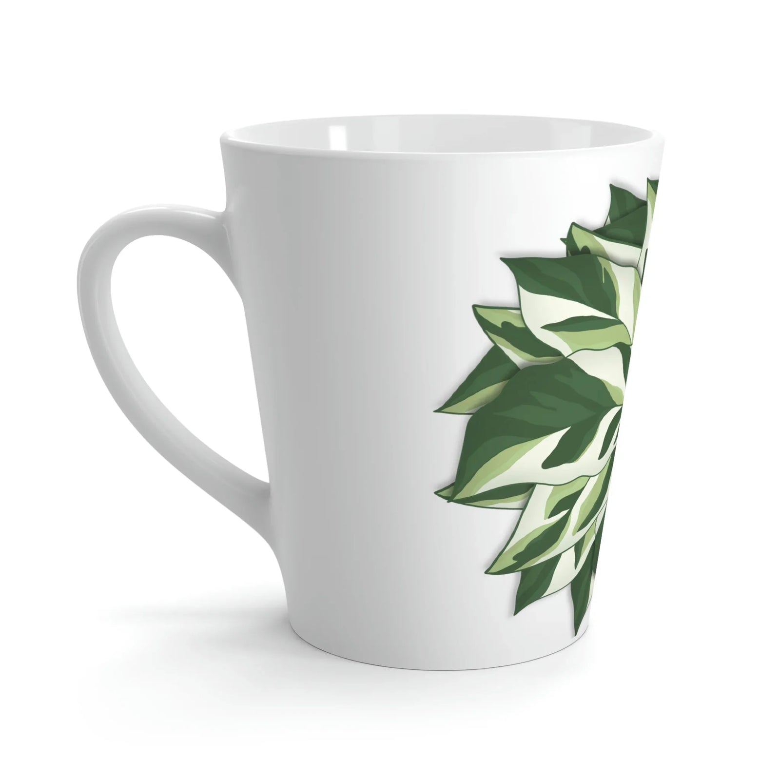 Calathea White Fusion Mug - 12 Oz Ceramic Coffee Mug With Glossy Finish - The Potted Pixel