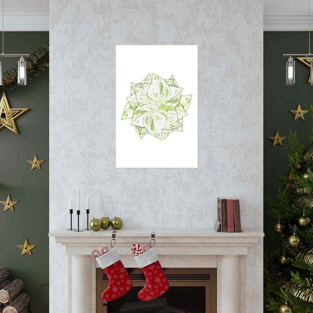 Snow Queen Pothos Print – Variegated Pothos Art on Museum Grade Paper Unframed - The Potted Pixel