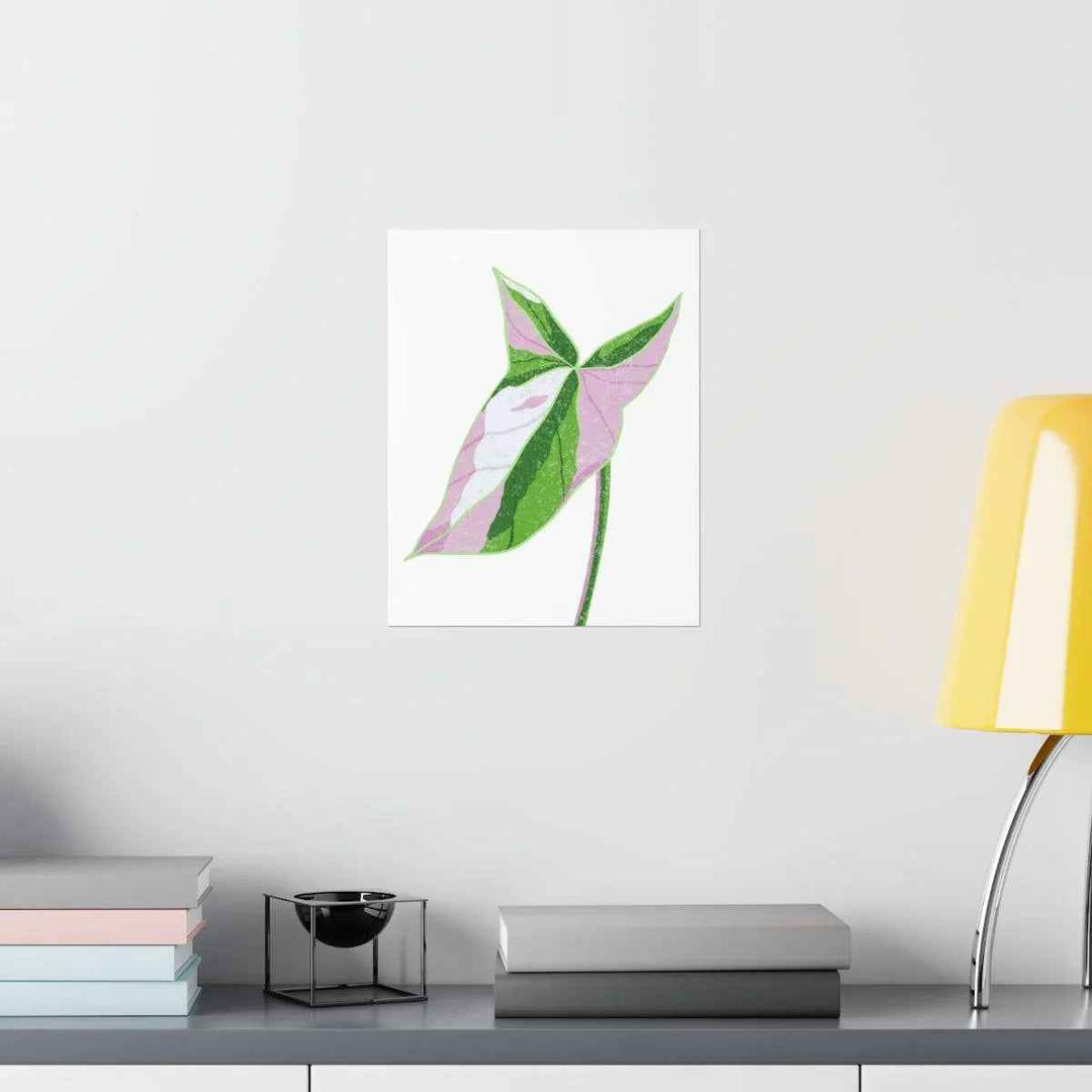 Syngonium Tricolor Print – Botanical Wall Art | Variegated Leaf Poster Unframed - The Potted Pixel
