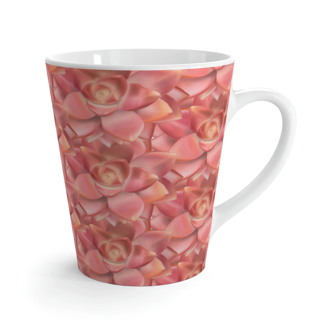 Succulent Rosette Design Ceramic Coffee Mug 12 Oz With Glossy Finish White Base Dishwasher Safe