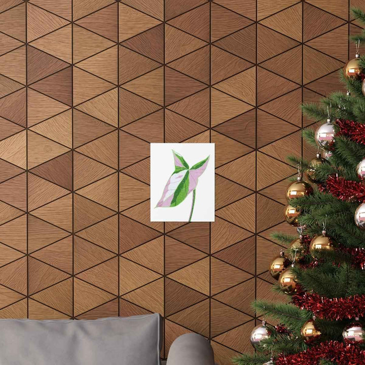 Syngonium Tricolor Print – Botanical Wall Art | Variegated Leaf Poster Unframed - The Potted Pixel