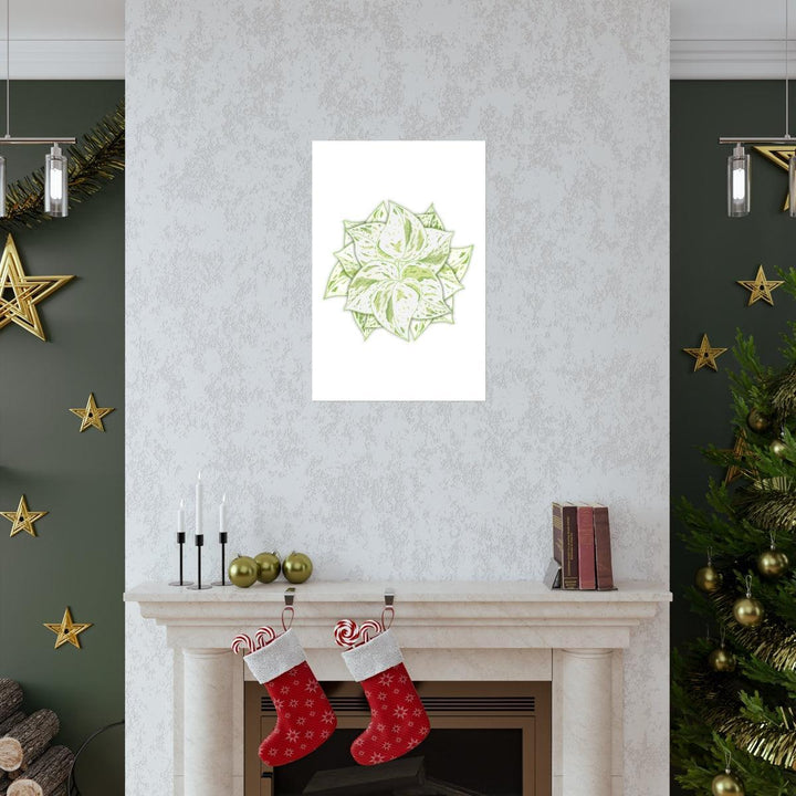 Snow Queen Pothos Print – Variegated Pothos Art on Museum Grade Paper Unframed - The Potted Pixel