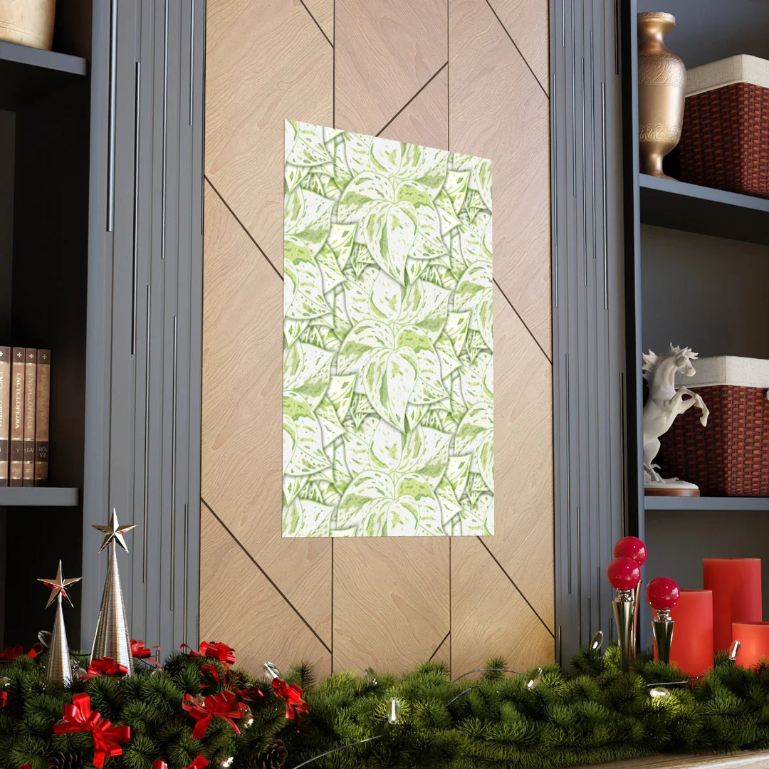 Snow Queen Pothos Print Variegated White Foliage Wall Art On Museum Grade Paper Unframed Poster