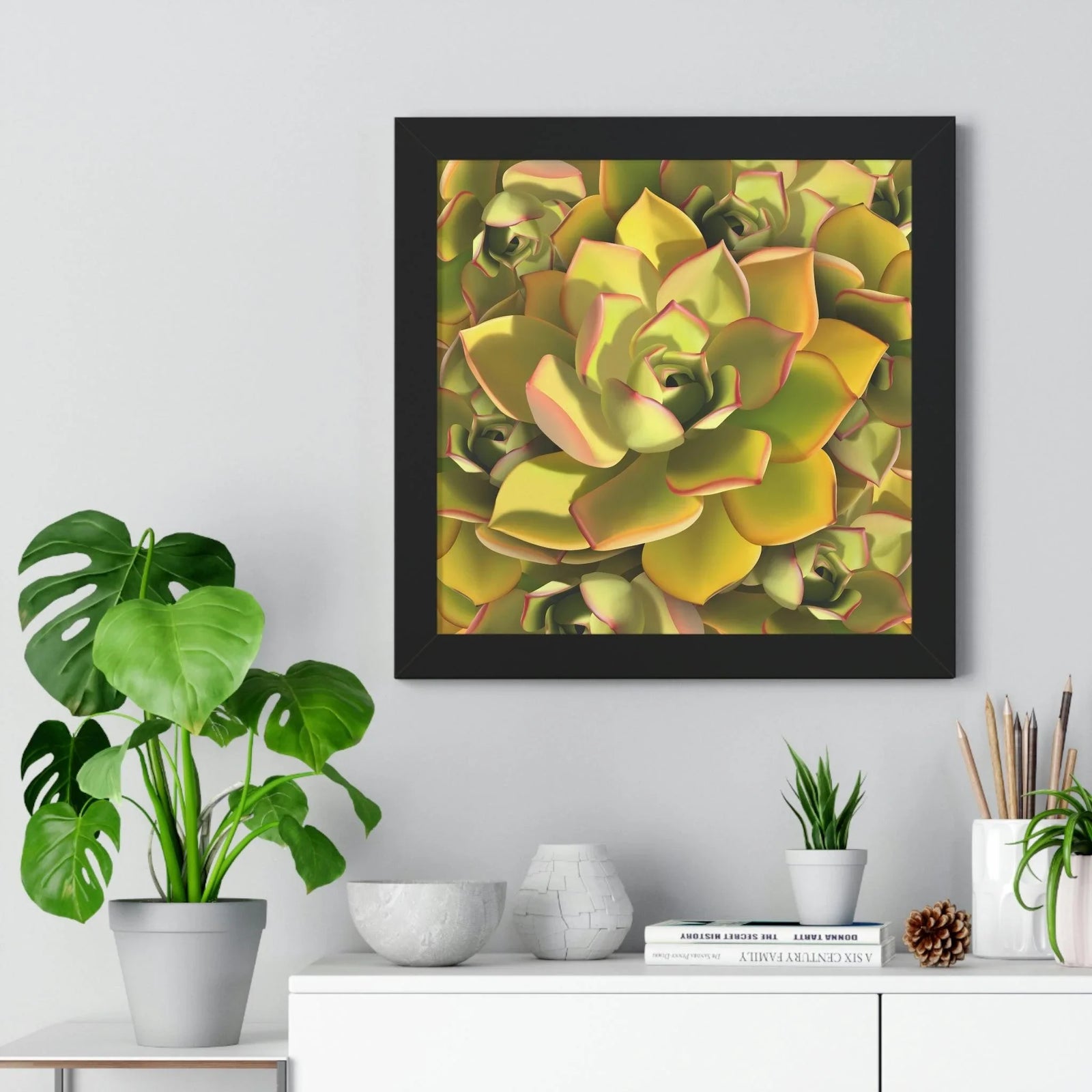Noble Aeonium Succulent Pattern Framed Print, Poster, Printify, Framed, Home & Living, Indoor, Paper, Posters, Laura Christine Photography & Design, laurachristinedesign.com
