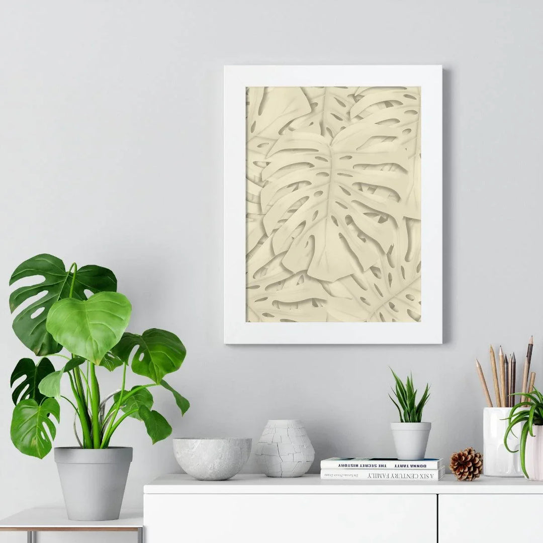 Soft Beige Monstera Framed Print, Poster, Laura Christine Photography & Design, Framed, Home & Living, Indoor, Paper, Posters, Laura Christine Photography & Design, laurachristinedesign.com