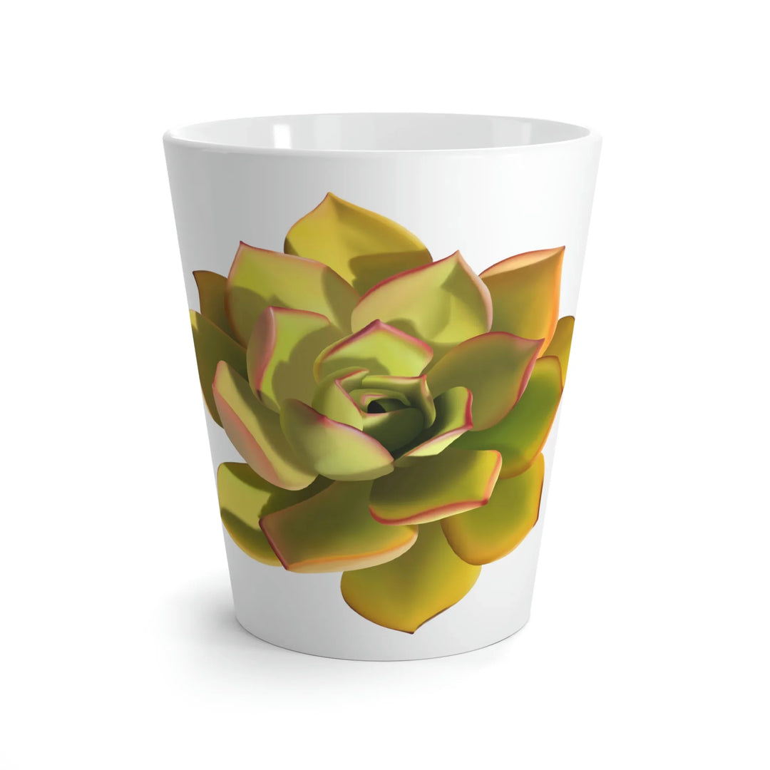 Noble Aeonium Ceramic Coffee Mug 12 Oz With Succulent Design White Glossy Finish