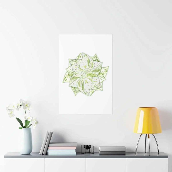Snow Queen Pothos Print – Variegated Pothos Art on Museum Grade Paper Unframed - The Potted Pixel