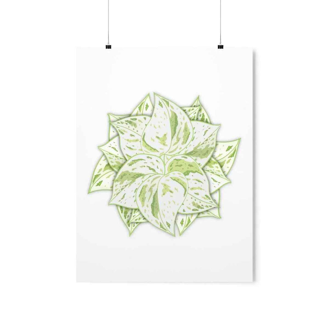 Snow Queen Pothos Print – Variegated Pothos Art on Museum Grade Paper Unframed - The Potted Pixel