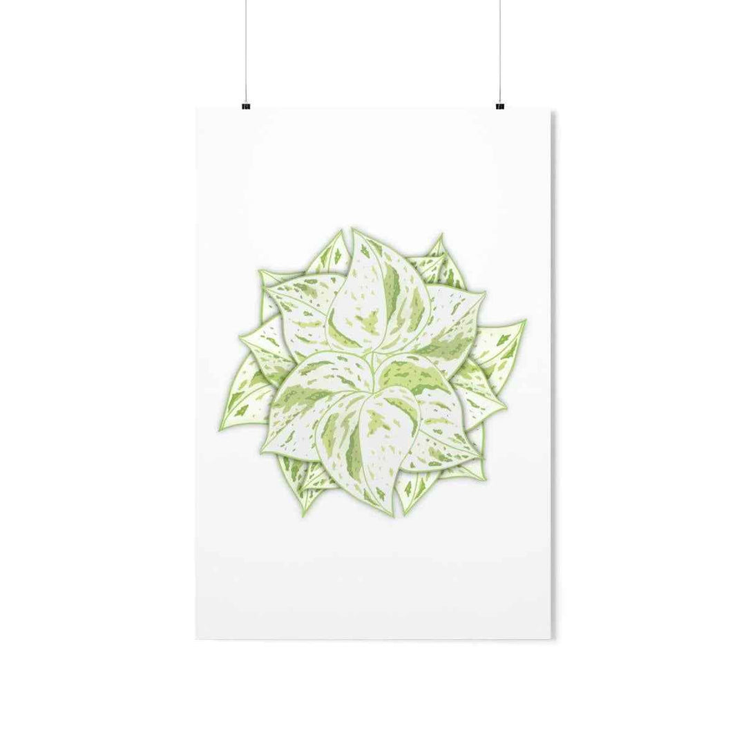 Snow Queen Pothos Print – Variegated Pothos Art on Museum Grade Paper Unframed - The Potted Pixel