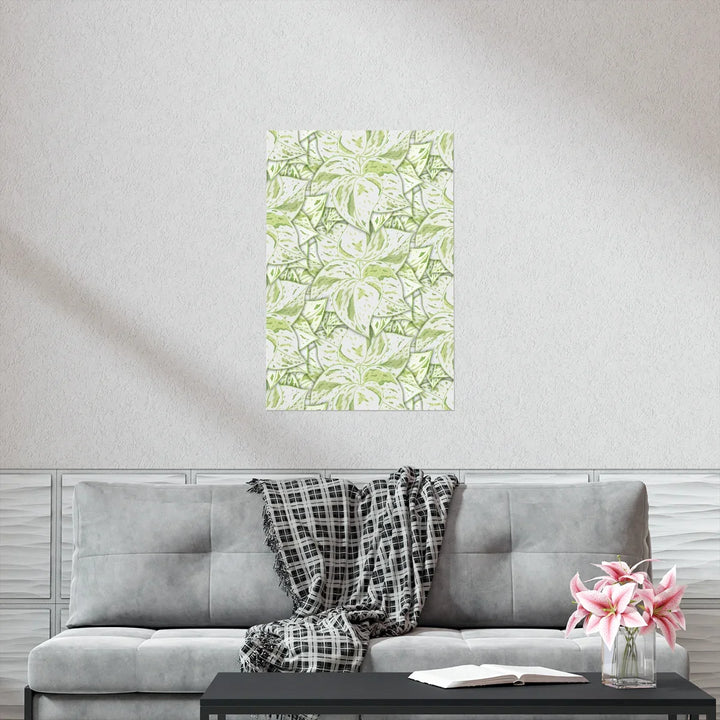 Snow Queen Pothos Print Variegated White Foliage Wall Art On Museum Grade Paper Unframed Poster