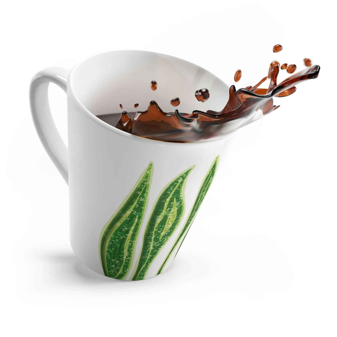 Snake Plant Latte Mug - Durable 12oz Ceramic Coffee Cup With Easy Grip Handle - The Potted Pixel
