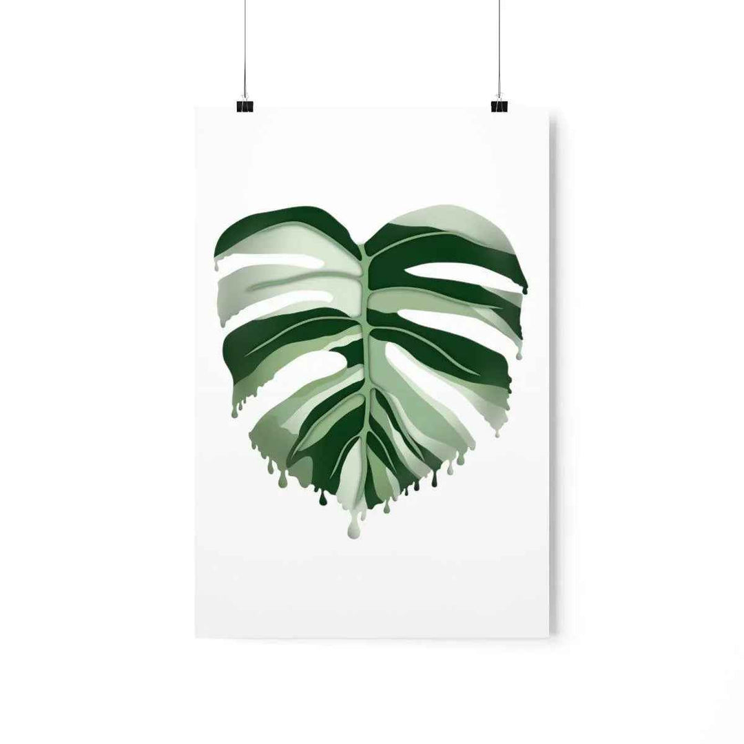 Melting Monstera Albo Print - Fine Art Poster | Botanical Wall Art on Matte Paper Unframed