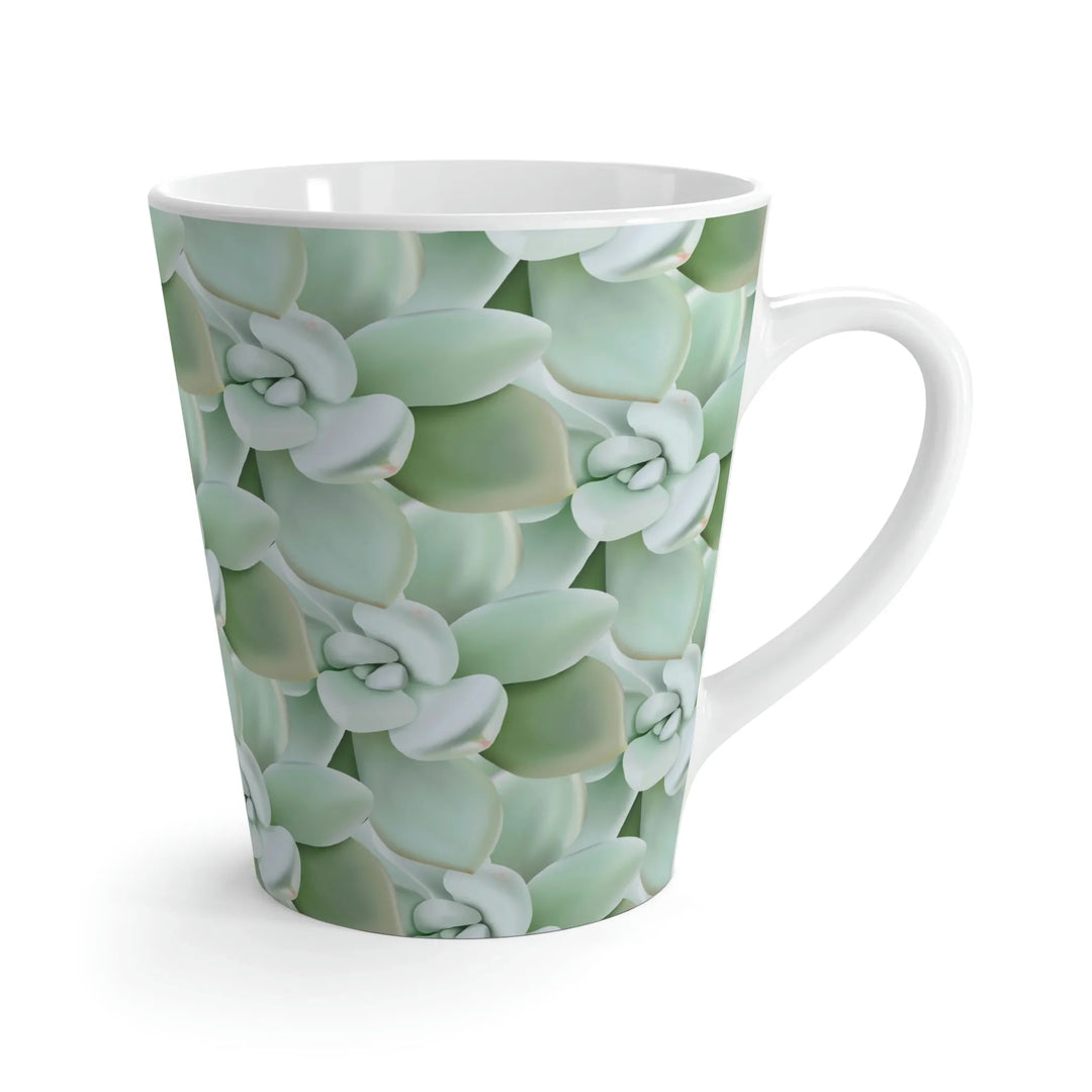 Succulent Pattern Mug 12 oz Durable Ceramic Coffee Cup With Easy Grip Handle Pastel Design Glossy Finish