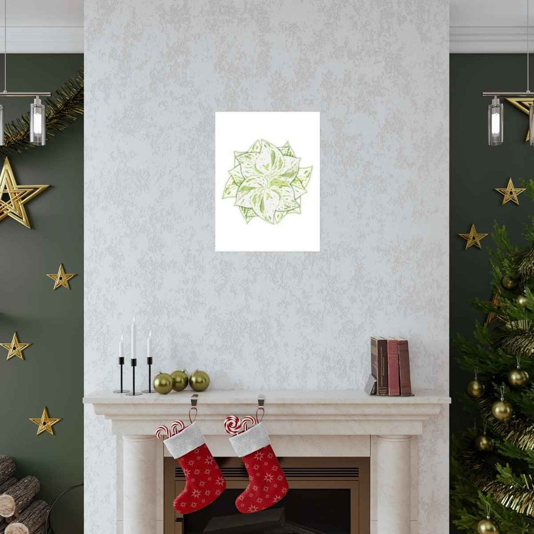 Snow Queen Pothos Print – Variegated Pothos Art on Museum Grade Paper Unframed - The Potted Pixel