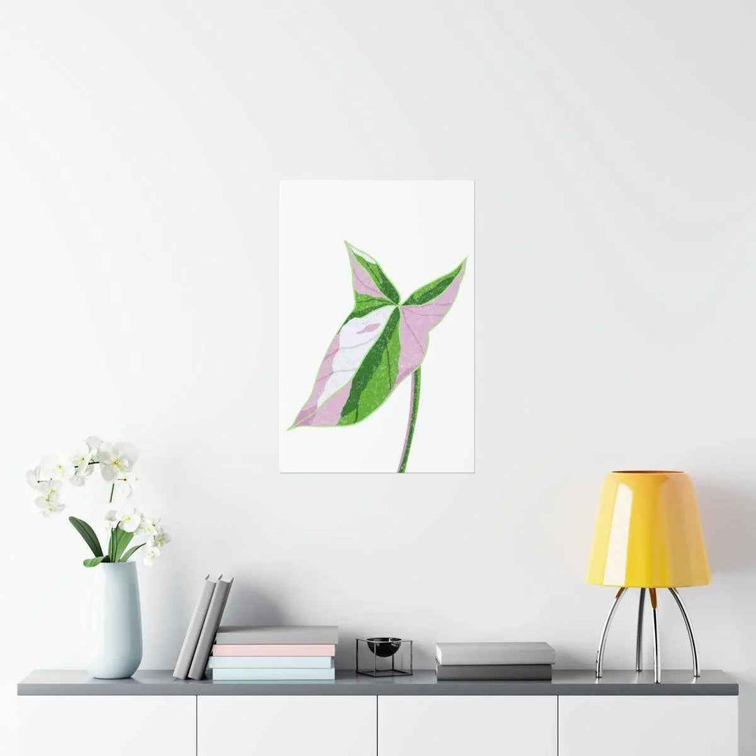 Syngonium Tricolor Print – Botanical Wall Art | Variegated Leaf Poster Unframed - The Potted Pixel